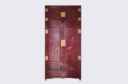 丰宁高端中式家居装修深红色纯实木衣柜